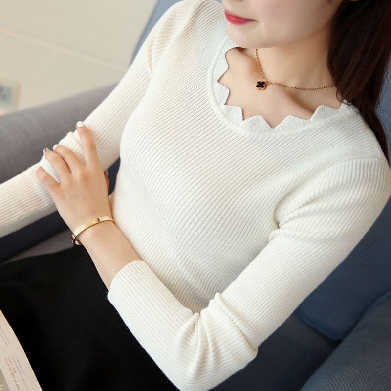 Pullover Solid Sweaters Women New Womens Knitted Slim Sweater - foxberryparkproducts