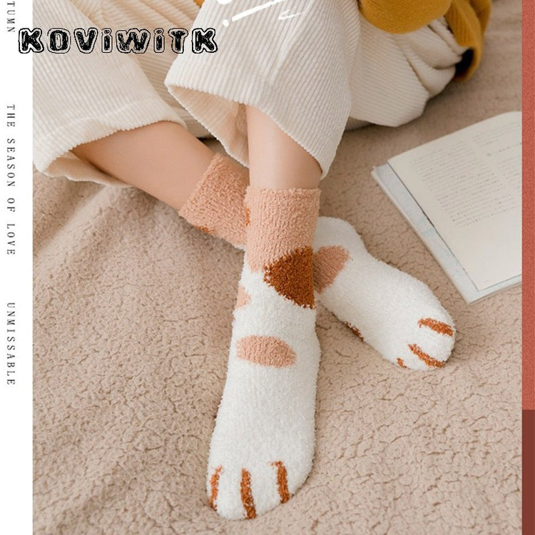 Fashion womens Cats Paw stripe 3d Socks - foxberryparkproducts