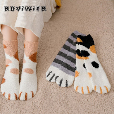 Fashion womens Cats Paw stripe 3d Socks - foxberryparkproducts