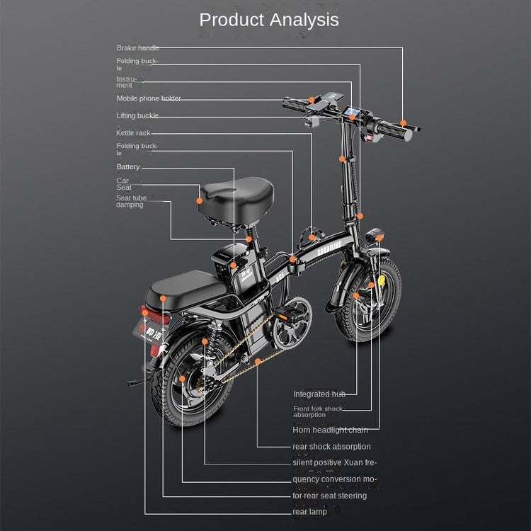 Folding Electric Bicycles Small Electric Vehicles Lithium Battery Ultra-Light Mopeds - foxberryparkproducts