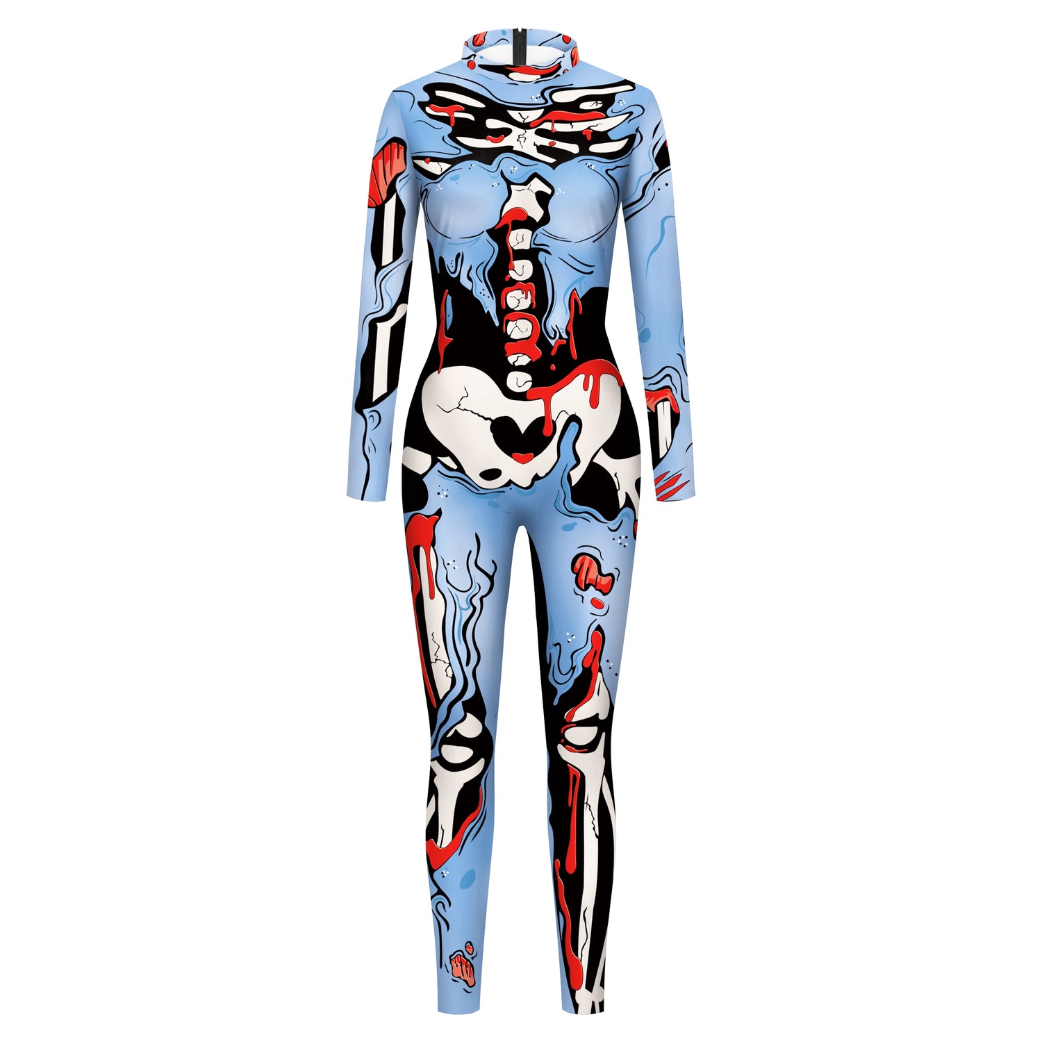 VIP FASHION Adult Skeleton Print Halloween Cosplay For Women Ghost Jumpsuit - foxberryparkproducts