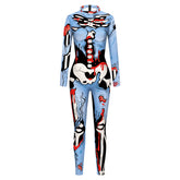 VIP FASHION Adult Skeleton Print Halloween Cosplay For Women Ghost Jumpsuit - foxberryparkproducts