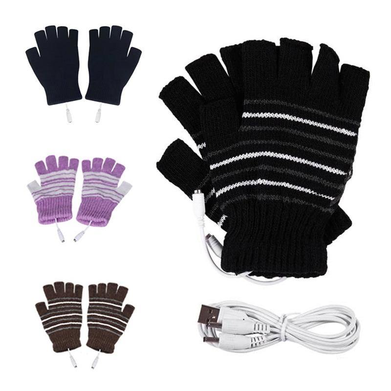 Electric USB heated Gloves Winter Thermal half-finger With full-finger cover - foxberryparkproducts