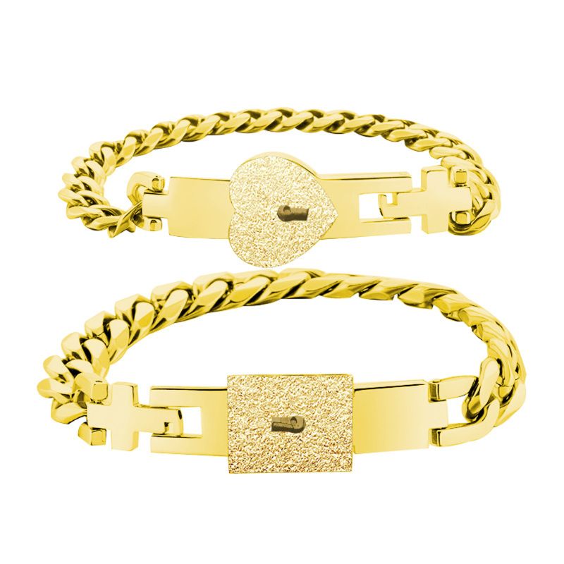 2Pcs Tone Stainless Steel Lover Heart Bracelet