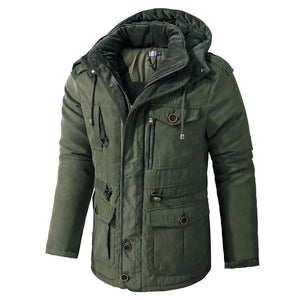 Men Warm Jacket Winter Parka Hooded Windbreaker Cotton Padded Thick Coat
