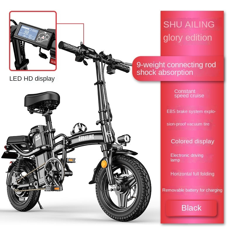 Folding Electric Bicycles Small Electric Vehicles Lithium Battery Ultra-Light Mopeds - foxberryparkproducts