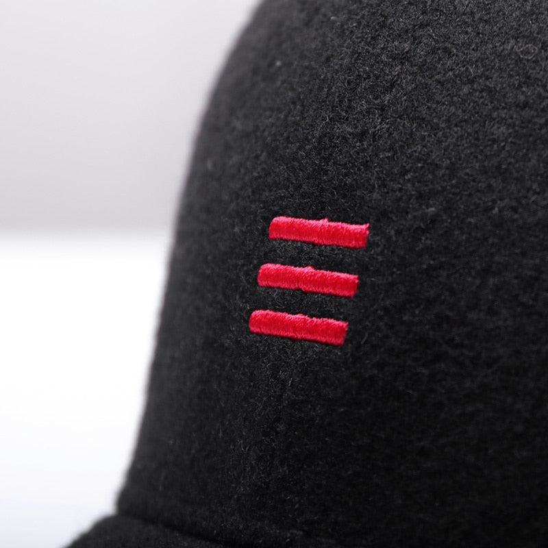 Dad Winter Headwear Male Warm Felt Sports Cap Man Big Size Wool Baseball Hats  55-60cm , 60-65cm - foxberryparkproducts