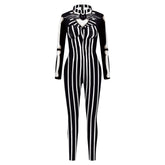 VIP FASHION Adult Skeleton Print Halloween Cosplay For Women Ghost Jumpsuit - foxberryparkproducts