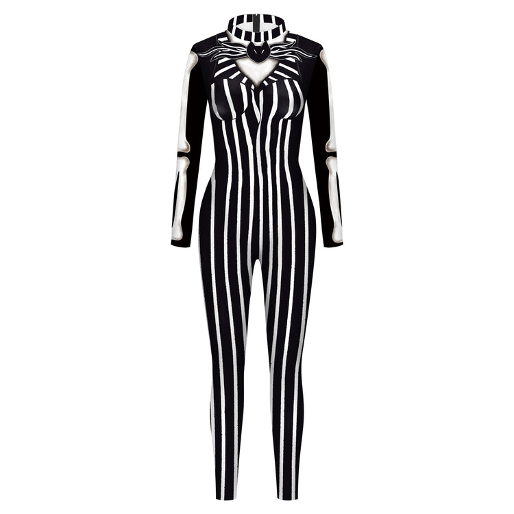 VIP FASHION Adult Skeleton Print Halloween Cosplay For Women Ghost Jumpsuit - foxberryparkproducts