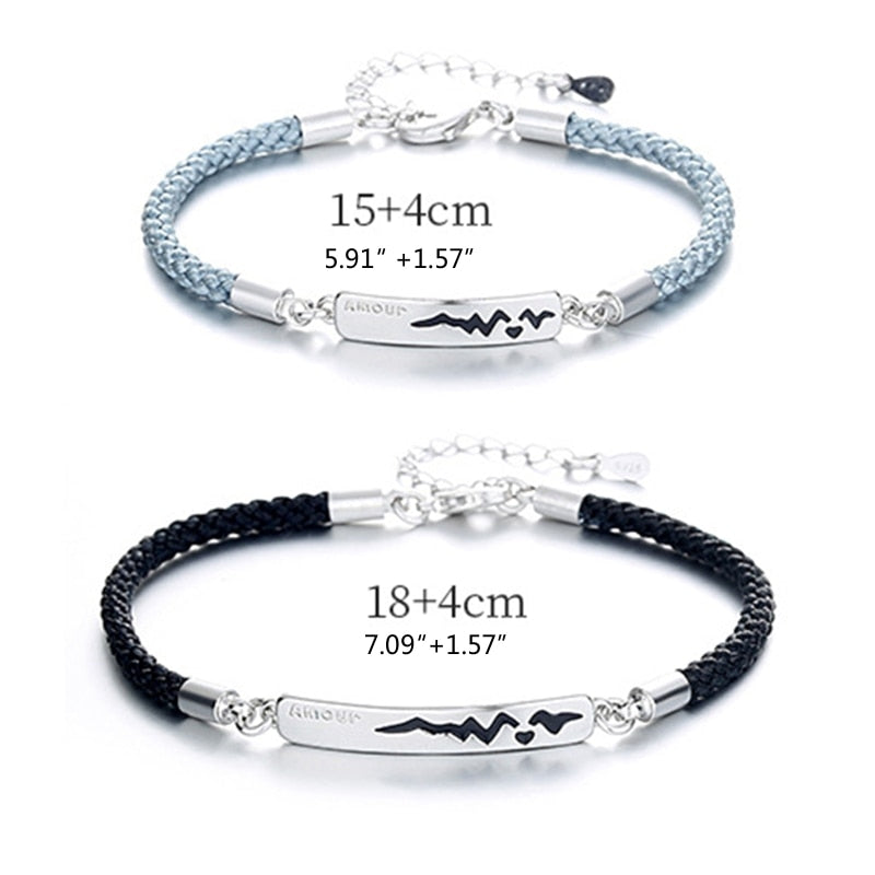 2Pcs Tone Stainless Steel Lover Heart Bracelet