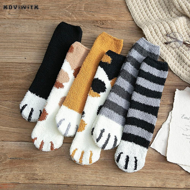 Fashion womens Cats Paw stripe 3d Socks - foxberryparkproducts