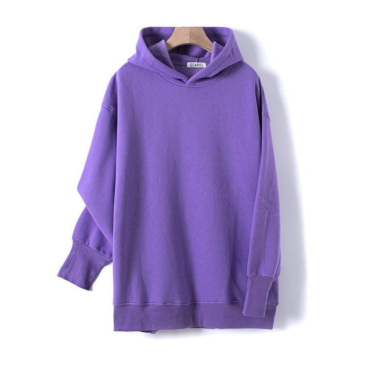 GCAROL Fall Winter Women Long Hooded Suits 80% Cotton Fleece - foxberryparkproducts