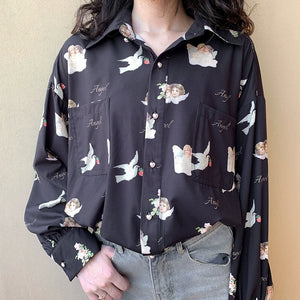 Classy Angel Print Women's Shirt - foxberryparkproducts