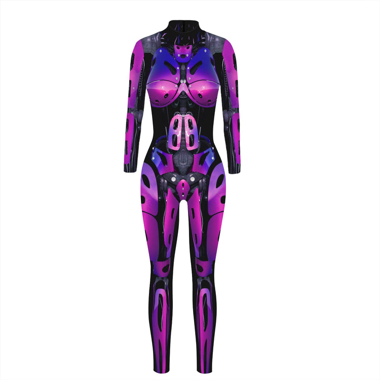 VIP FASHION Adult Skeleton Print Halloween Cosplay For Women Ghost Jumpsuit - foxberryparkproducts