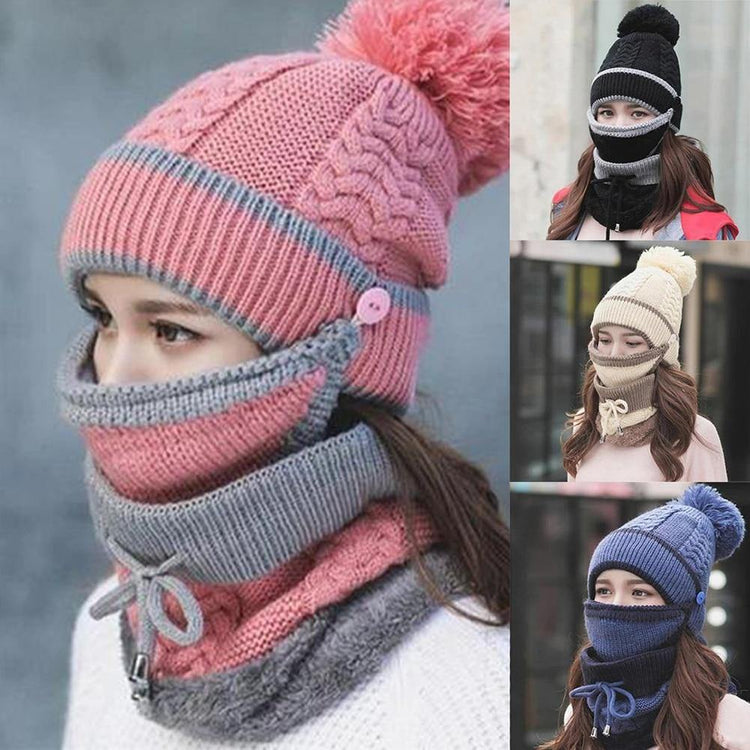 3PCS Womens Winter Scarf Hat Set - foxberryparkproducts