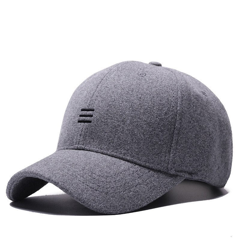 Dad Winter Headwear Male Warm Felt Sports Cap Man Big Size Wool Baseball Hats  55-60cm , 60-65cm - foxberryparkproducts