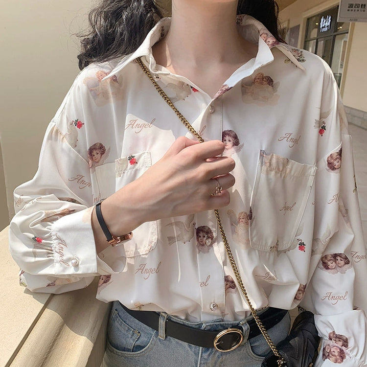 Classy Angel Print Women&