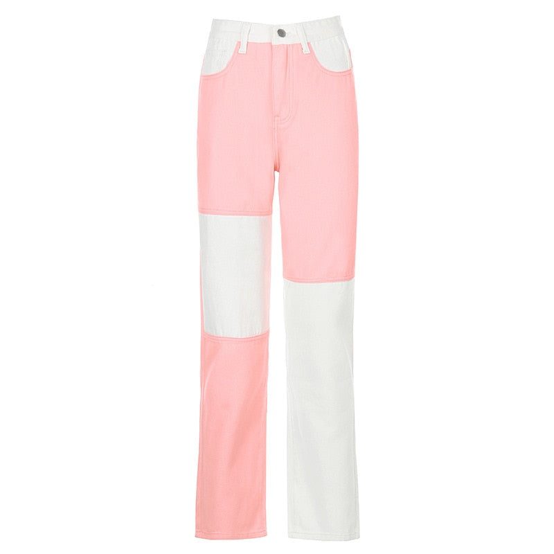 Streetwear Women Bodycon Jeans woman Fashion Patchwork - foxberryparkproducts