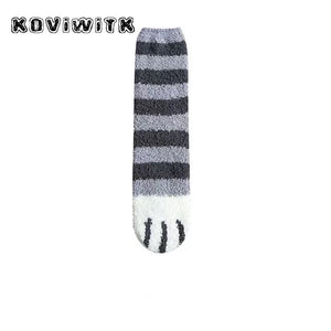 Fashion womens Cats Paw stripe 3d Socks - foxberryparkproducts