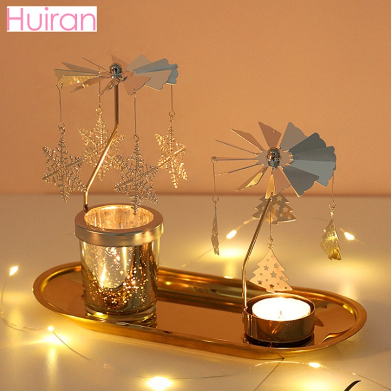 Christmas Rotary Candle Holder Merry Christmas Decoration for Home - foxberryparkproducts