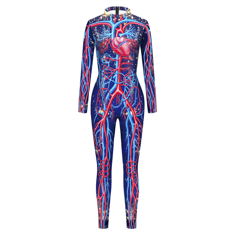VIP FASHION Adult Skeleton Print Halloween Cosplay For Women Ghost Jumpsuit - foxberryparkproducts