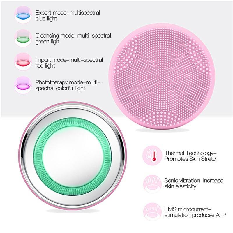 2in1 LED Light Silicone Heating Face Cleanser Massage - foxberryparkproducts