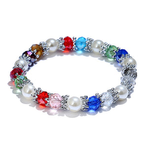Bracelet Bright Colorful Rhinestone and Faux Pearl  ID A112-1101 - foxberryparkproducts