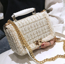 Load image into Gallery viewer, Fashion New Female Square Tote bag Quality Woolen Pearl Women&#39;s Designer Handbag Ladies Chain Shoulder Crossbody Bag Travel - foxberryparkproducts
