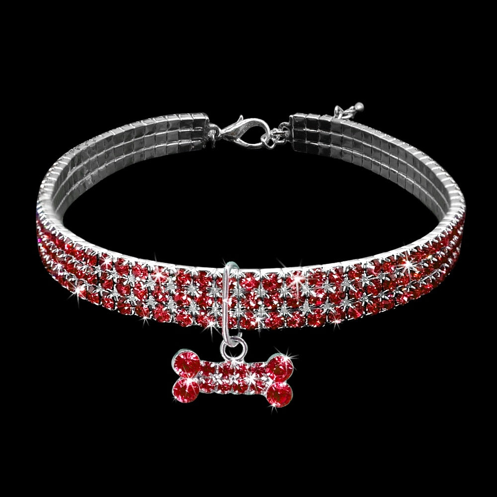 Bling Rhinestone Dog Collar For Small Medium Dogs