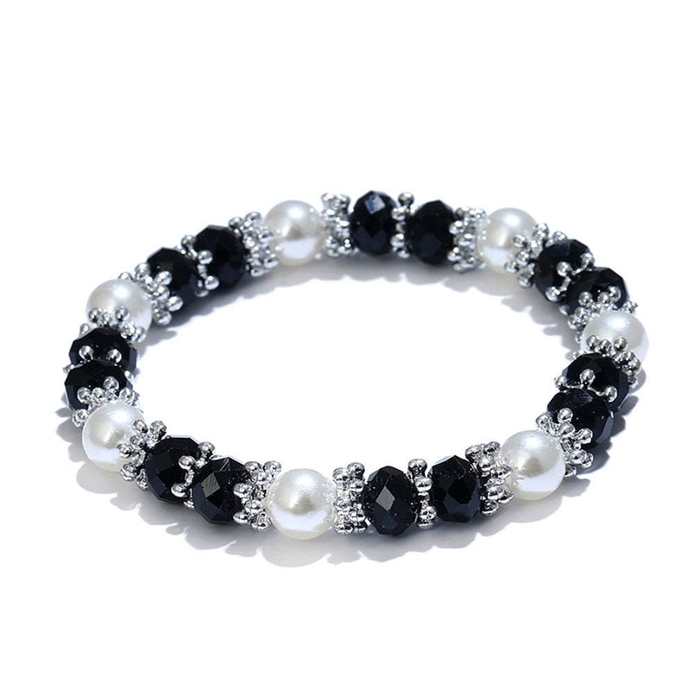 Bracelet Bright Colorful Rhinestone and Faux Pearl  ID A112-1101 - foxberryparkproducts