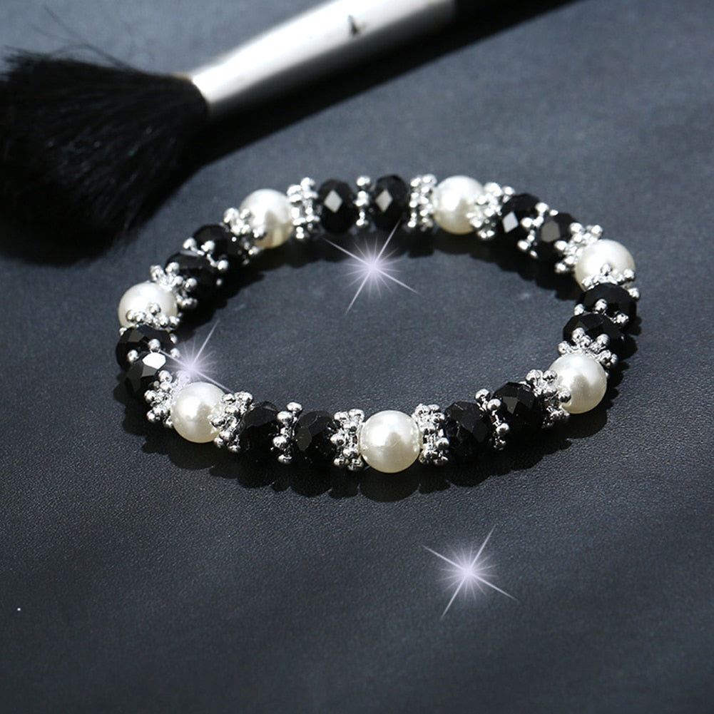Bracelet Bright Colorful Rhinestone and Faux Pearl  ID A112-1101 - foxberryparkproducts