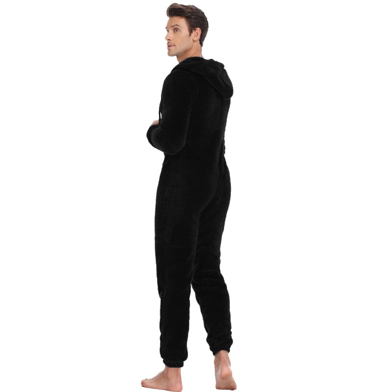 Warm Fleece  Fluffy Sleep Lounge Adult Sleepwear Male Jumpsuits - foxberryparkproducts