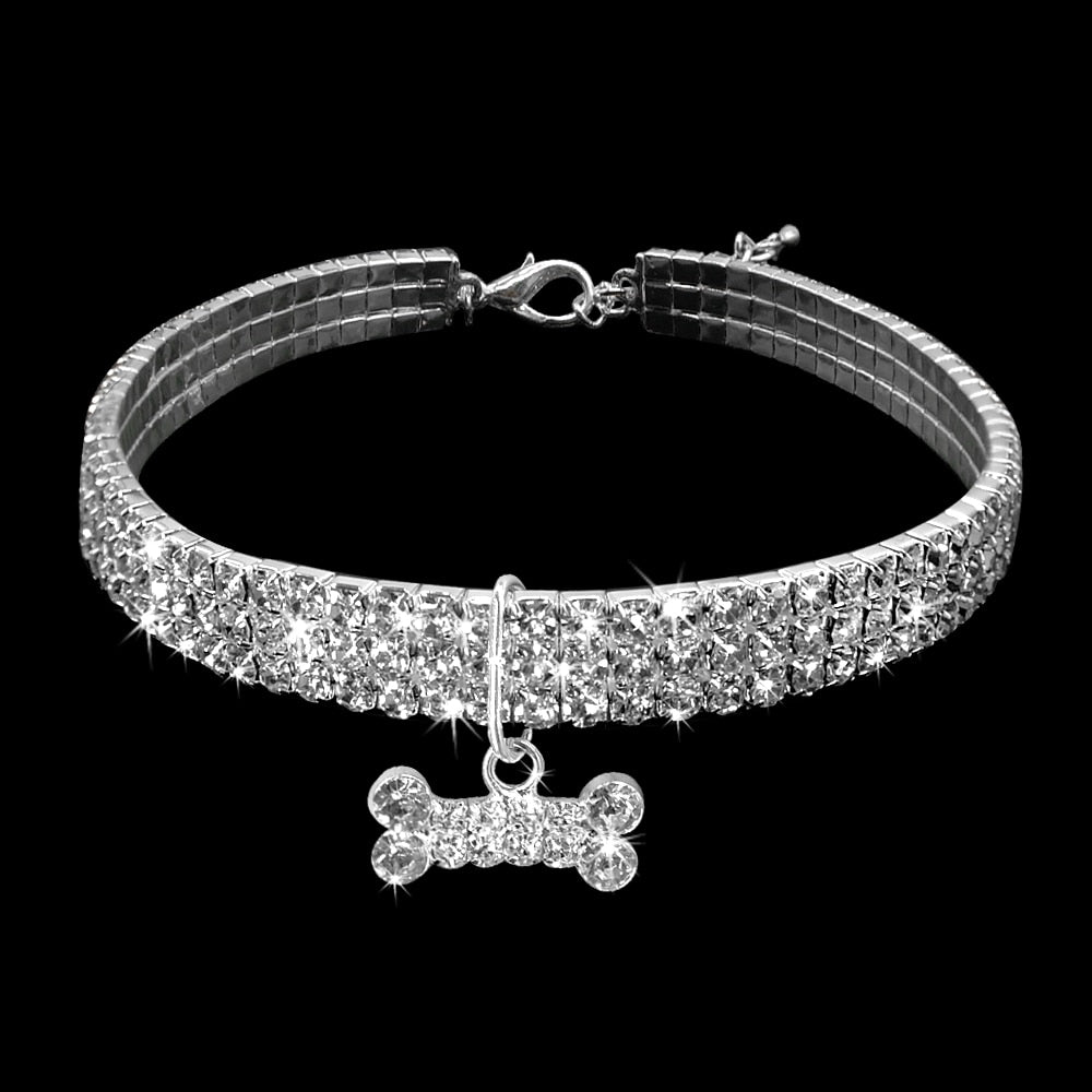 Bling Rhinestone Dog Collar For Small Medium Dogs