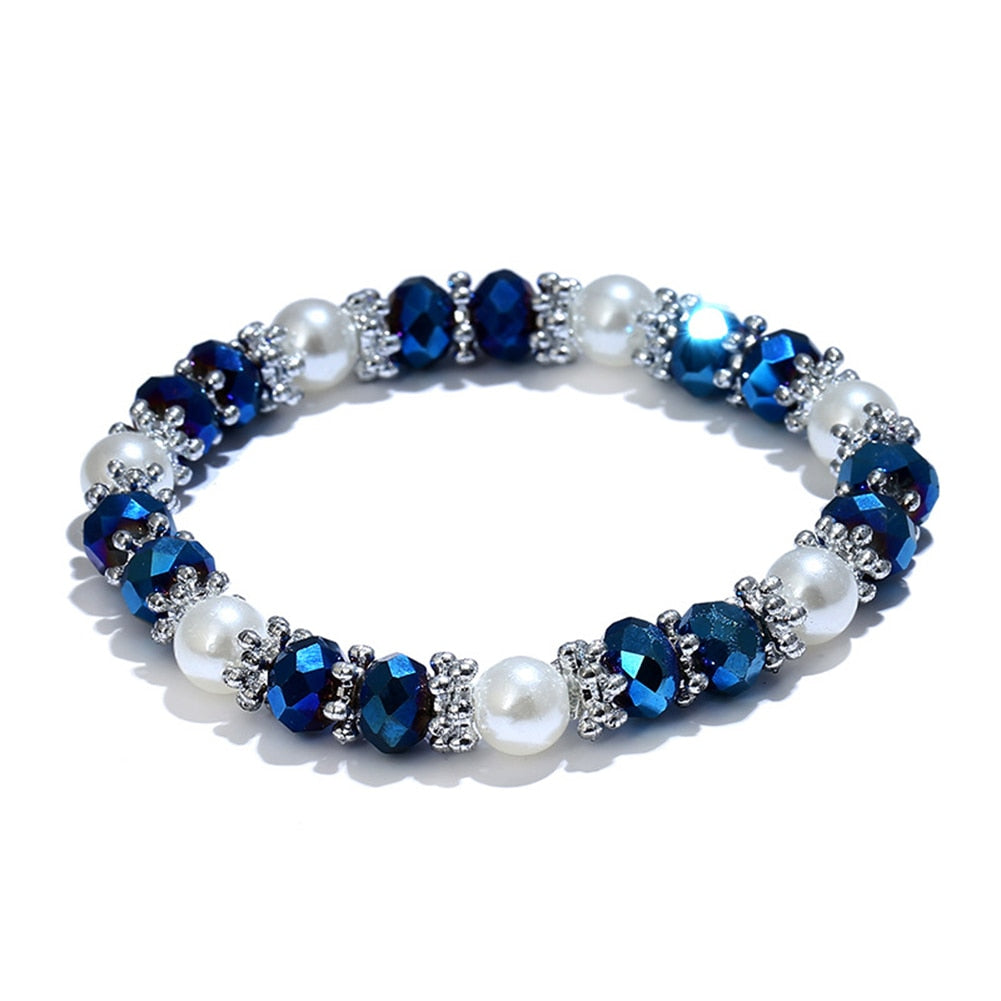 Bracelet Bright Colorful Rhinestone and Faux Pearl  ID A112-1101 - foxberryparkproducts