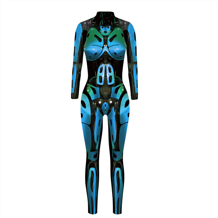 VIP FASHION Adult Skeleton Print Halloween Cosplay For Women Ghost Jumpsuit - foxberryparkproducts