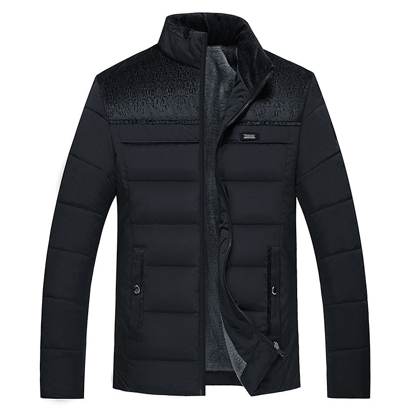 Men's Plush Thickened Parkas Stand Collar Winter Jacket