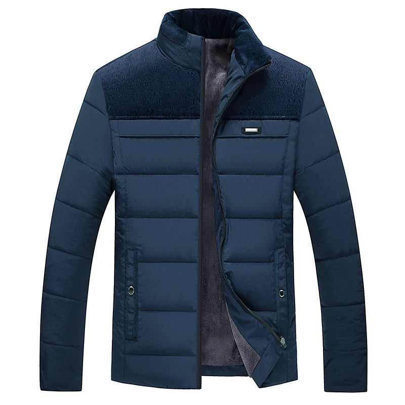 Men's Plush Thickened Parkas Stand Collar Winter Jacket