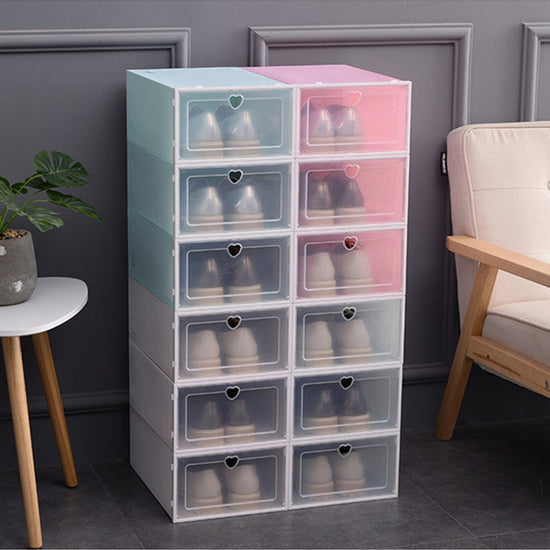 Transparent Plastic Shoe Rack Storage Bins Drawers Combination