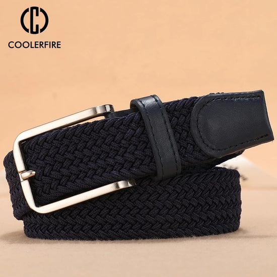 Men Women Casual Knitted Belt Woven Canvas Elastic Expandable Braided Stretch Belts
