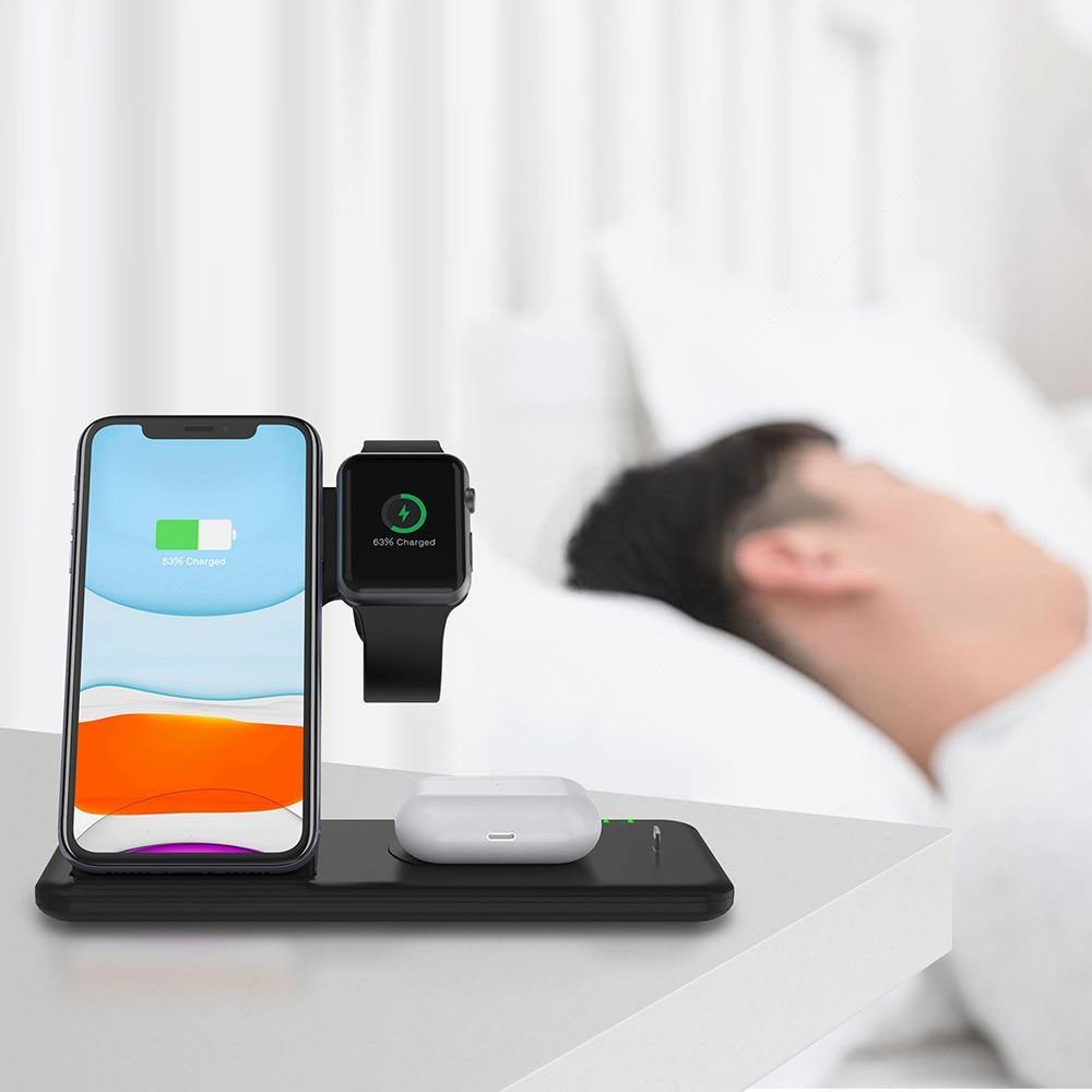 15W Qi Fast Wireless Charger Stand For iPhone 11 XR X 8 Apple Watch 4 in 1 Foldable Charging Dock Station - foxberryparkproducts