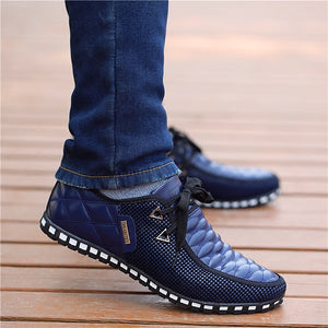 Men Leather Shoes  Breathable Light Weight White Sneakers