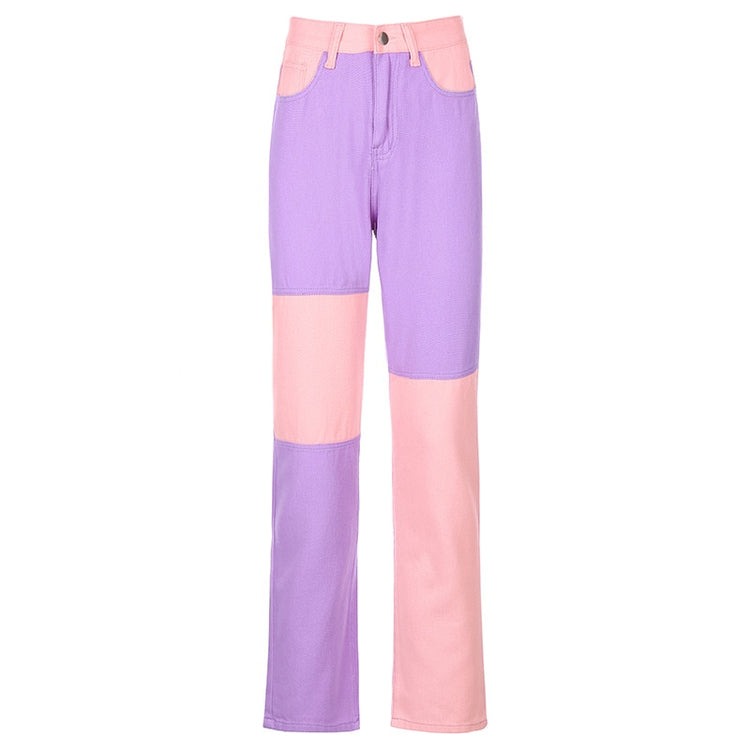 Streetwear Women Bodycon Jeans woman Fashion Patchwork - foxberryparkproducts
