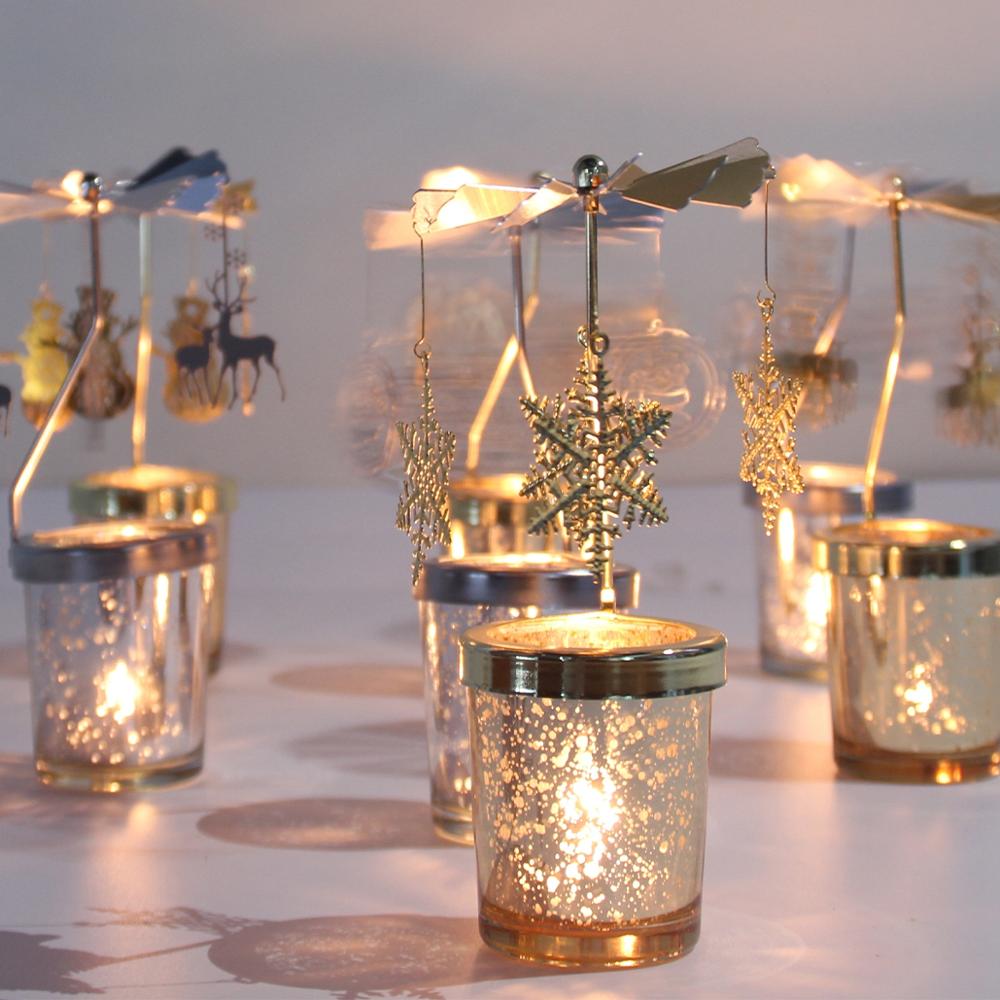 Christmas Rotary Candle Holder Merry Christmas Decoration for Home - foxberryparkproducts