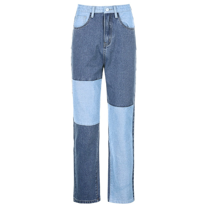 Streetwear Women Bodycon Jeans woman Fashion Patchwork - foxberryparkproducts