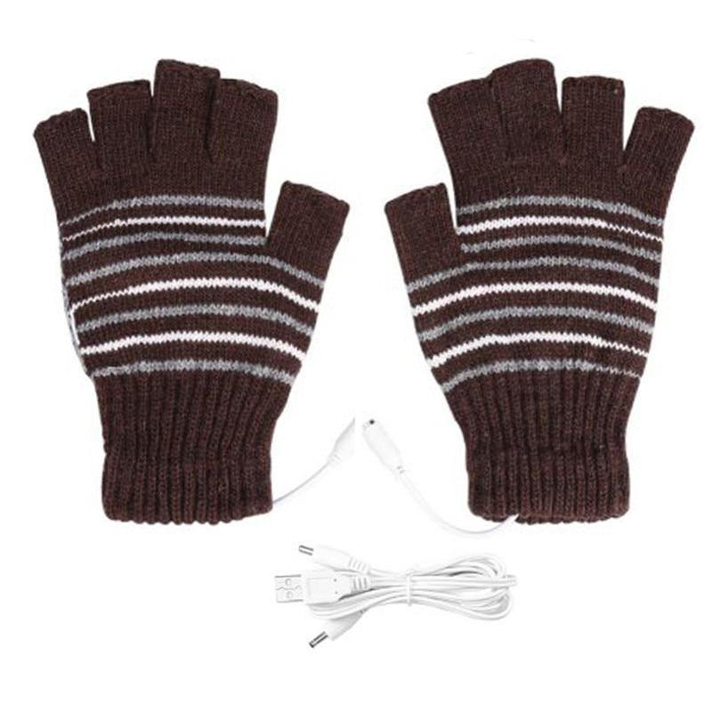 Electric USB heated Gloves Winter Thermal half-finger With full-finger cover - foxberryparkproducts