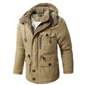 Men Warm Jacket Winter Parka Hooded Windbreaker Cotton Padded Thick Coat