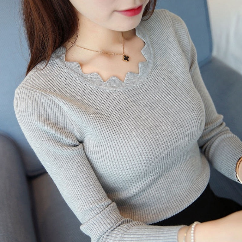 Pullover Solid Sweaters Women New Womens Knitted Slim Sweater - foxberryparkproducts