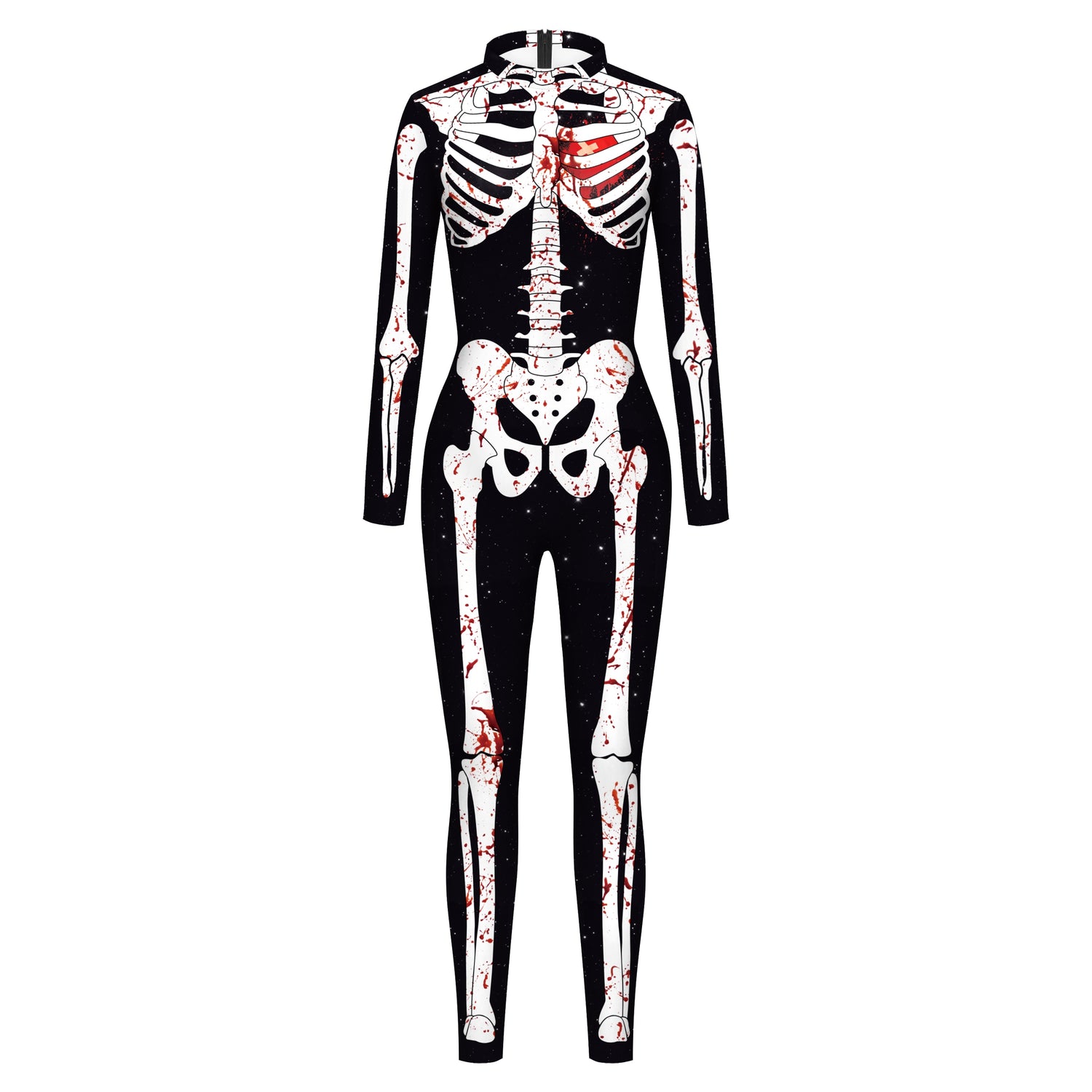 VIP FASHION Adult Skeleton Print Halloween Cosplay For Women Ghost Jumpsuit - foxberryparkproducts