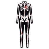 VIP FASHION Adult Skeleton Print Halloween Cosplay For Women Ghost Jumpsuit - foxberryparkproducts