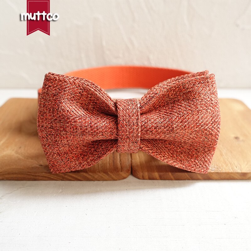MUTTCO handmade puppy collar THE ORANGE SUIT gentleman pet products personalized ID leash - foxberryparkproducts